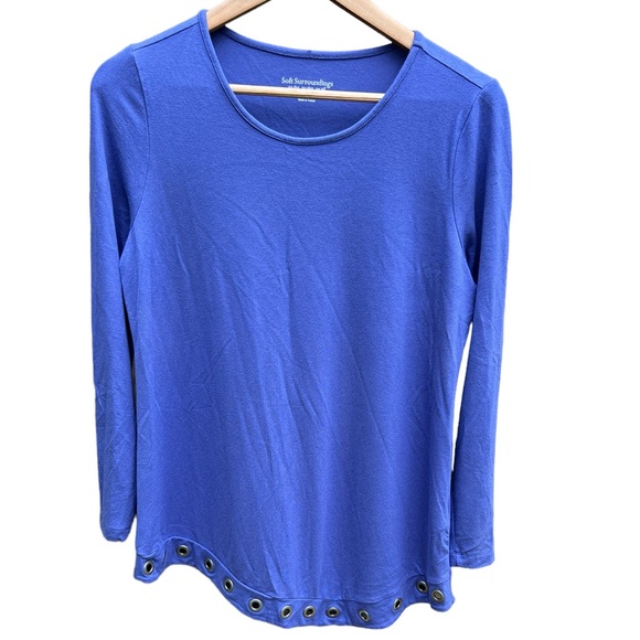 Soft Surroundings Cape May Tunic Top Grommet Asymmetrical Hem Periwinkle Medium - Picture 1 of 3